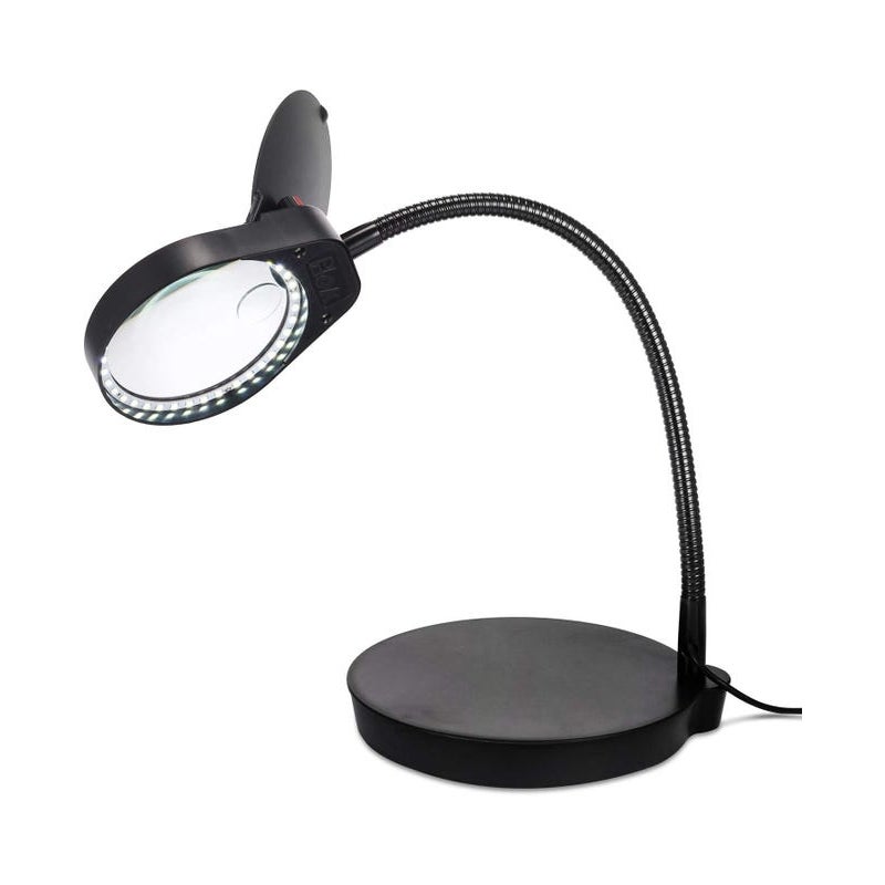 Lampa powiększająca 2 w 1 na statywie, 3x 10x lupa do czytania ze statywem LED, 38 diod LED (czarna)