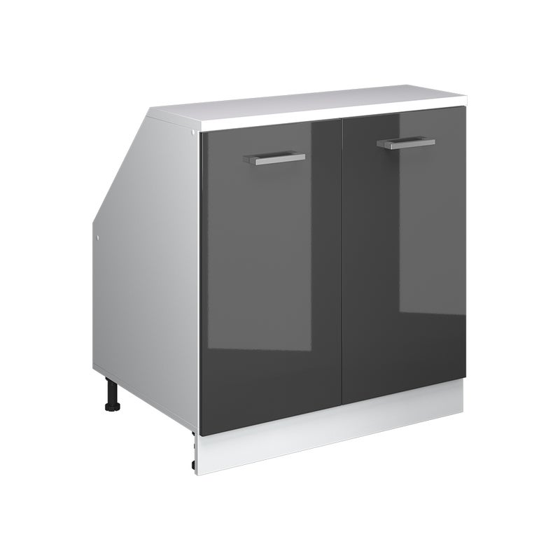 Vicco Szafka kuchenna na dach skośny R-Line, Antracyt wysoki połysk, 80 cm z 2 drzwiami, korpus szafy głębokość 60 cm