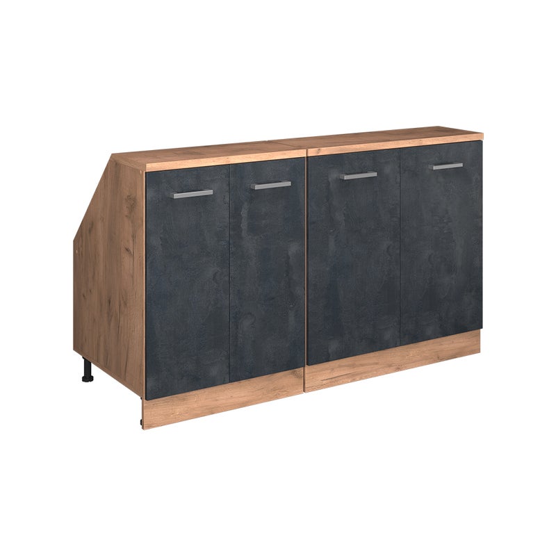 Vicco Szafka kuchenna na dach skośny R-Line, Czarny beton, 140 cm Zestaw 2 korpusów szafy głębokość 60 cm