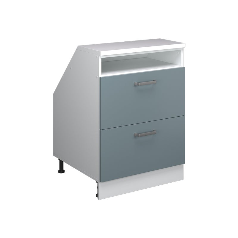 Vicco Szafka kuchenna na dach skośny R-Line, Niebiesko-szary, 60 cm z 2 szufladami, korpus szafy głębokość 60 cm