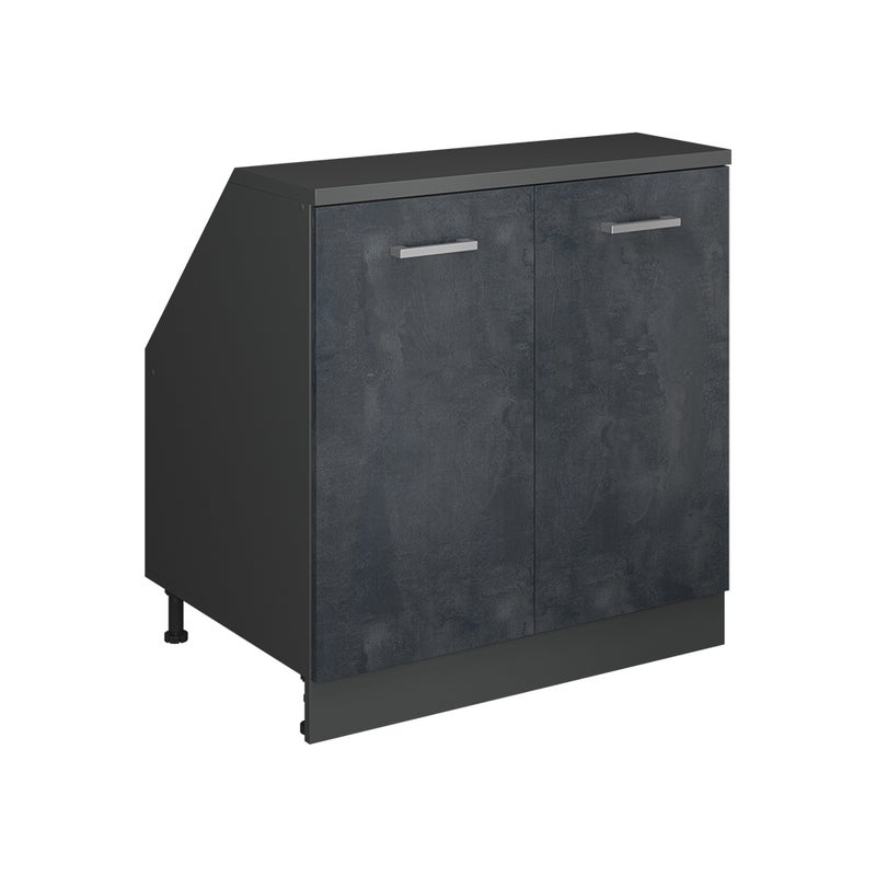 Vicco Szafka kuchenna na dach skośny R-Line, Czarny beton, 80 cm z 2 drzwiami, korpus szafy głębokość 60 cm