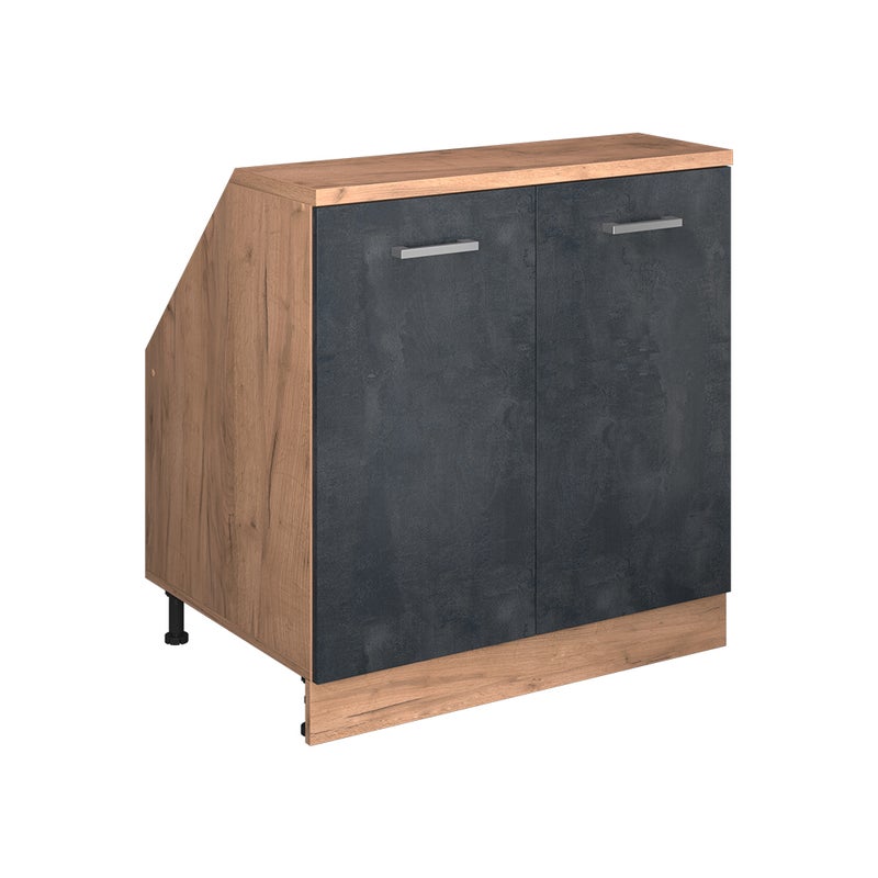 Vicco Szafka kuchenna na dach skośny R-Line, Czarny beton, 80 cm z 2 drzwiami, korpus szafy głębokość 60 cm