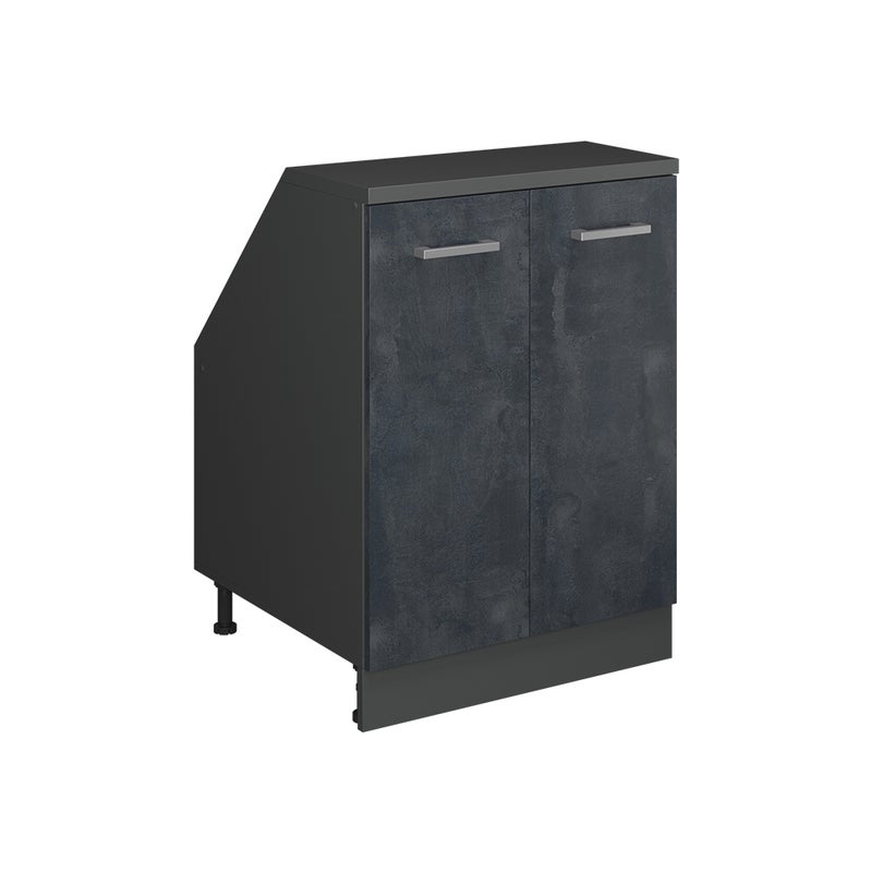 Vicco Szafka kuchenna na dach skośny R-Line, Czarny beton, 60 cm z 2 drzwiami, korpus szafy głębokość 60 cm