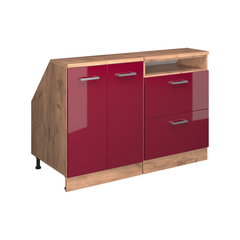 Vicco Szafka kuchenna na dach skośny R-Line, Czerwony połysk, 120 cm Zestaw 2 korpusów szafy głębokość 60 cm