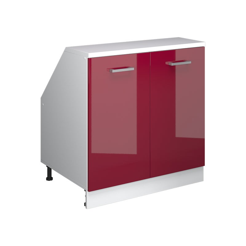 Vicco Szafka kuchenna na dach skośny R-Line, Czerwony połysk, 80 cm z 2 drzwiami, korpus szafy głębokość 60 cm
