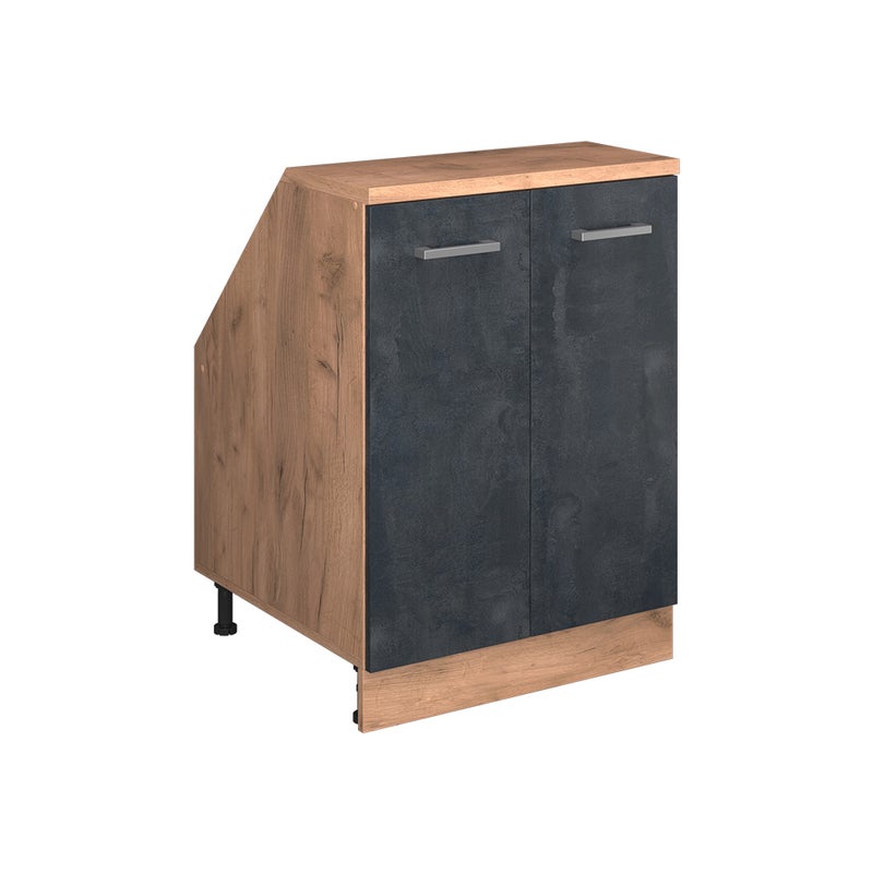 Vicco Szafka kuchenna na dach skośny R-Line, Czarny beton, 60 cm z 2 drzwiami, korpus szafy głębokość 60 cm