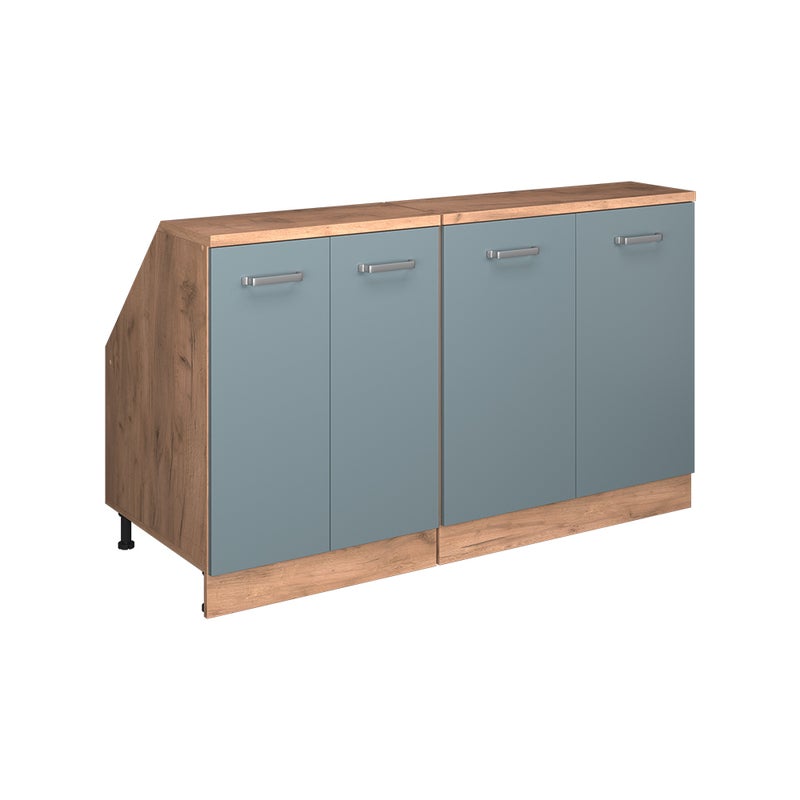 Vicco Szafka kuchenna na dach skośny R-Line, Niebiesko-szary, 140 cm Zestaw 2 korpusów szafy głębokość 60 cm
