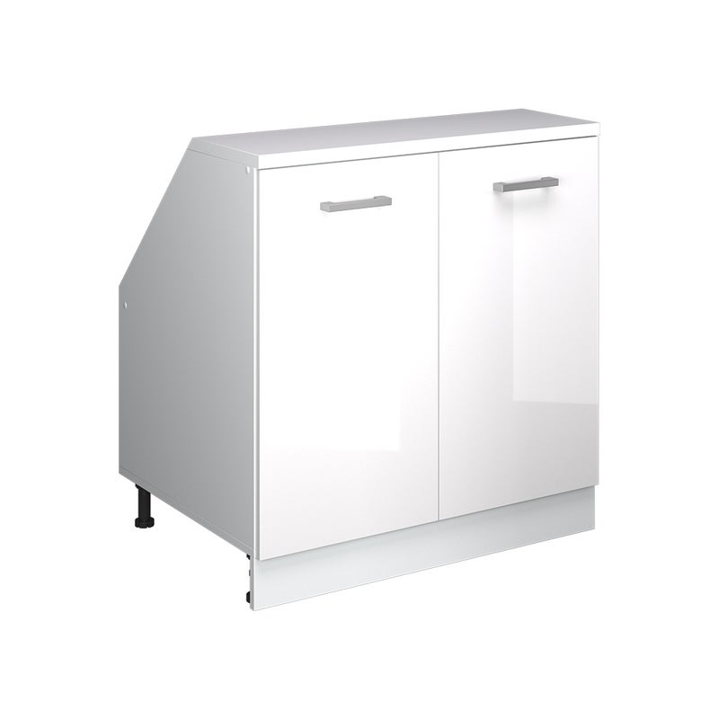 Vicco Szafka kuchenna na dach skośny R-Line, Biały wysoki połysk, 80 cm z 2 drzwiami, korpus szafy głębokość 60 cm