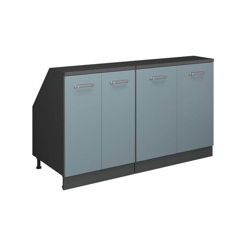 Vicco Szafka kuchenna na dach skośny R-Line, Niebiesko-szary, 140 cm Zestaw 2 korpusów szafy głębokość 60 cm