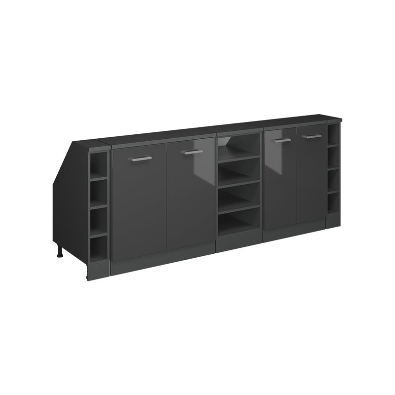Vicco Szafka kuchenna na dach skośny R-Line, Antracyt wysoki połysk, 210 cm Zestaw 5 korpusów szafy głębokość 60 cm