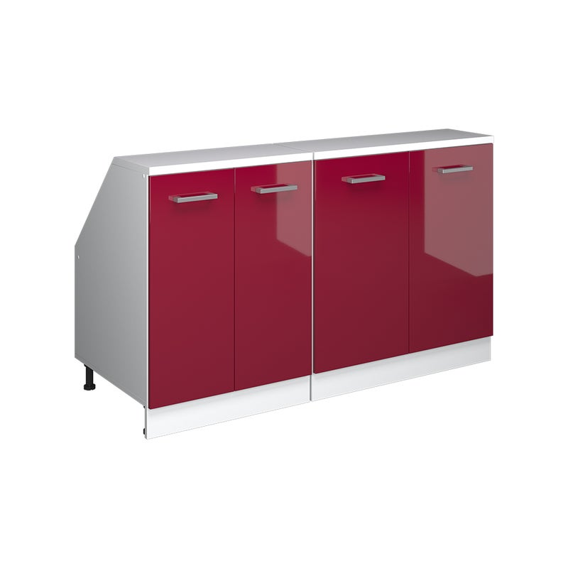 Vicco Szafka kuchenna na dach skośny R-Line, Czerwony połysk, 140 cm Zestaw 2 korpusów szafy głębokość 60 cm