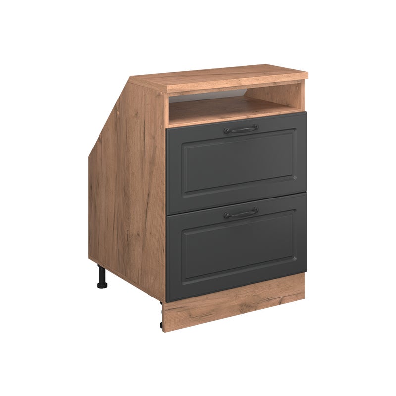 Vicco Szafka kuchenna na dach skośny R-Line, Antracytowy domek wiejski, 60 cm z 2 szufladami, korpus szafy głębokość 60 cm