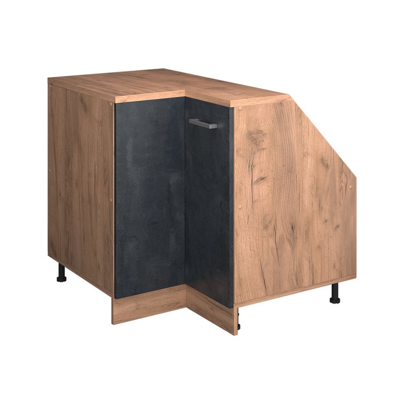 Vicco Narożna szafka kuchenna na dach skośny R-Line, Czarny beton, 75.6 cm z 1 drzwiami, korpus szafy głębokość 60 cm