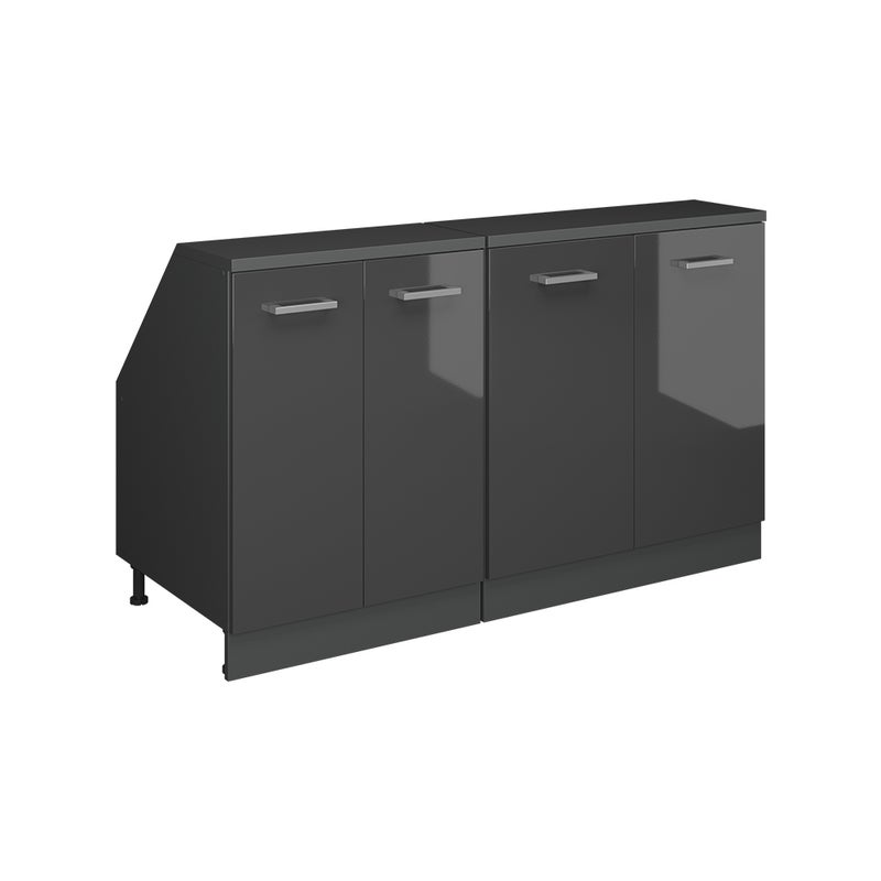 Vicco Szafka kuchenna na dach skośny R-Line, Antracyt wysoki połysk, 140 cm Zestaw 2 korpusów szafy głębokość 60 cm