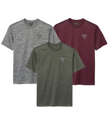 Zestaw 3 sportowych koszulek z dzianiny flammé Mężczyzna Atlas For Men - Kolor : Zielony - Rozmiar : 4XL