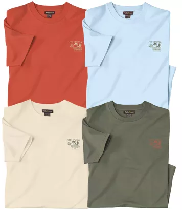 Zestaw 4 bawełnianych, gładkich koszulek Mężczyzna Atlas For Men - Kolor : Pomarańczowy - Rozmiar : 4XL