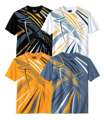 Zestaw 4 koszulek sportowych Mężczyzna Atlas For Men - Kolor : Niebieski - Rozmiar : L
