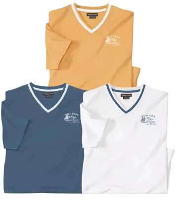 Zestaw 3 koszulek z dekoltem w serek Mężczyzna Atlas For Men - Kolor : Pomarańczowy - Rozmiar : 4XL