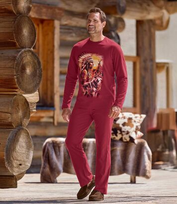 Bawełniana piżama Indian Spirit Mężczyzna Atlas For Men - Kolor : Bordowy - Rozmiar : 4XL