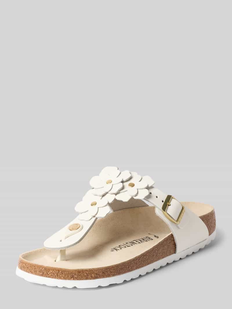 Japonki ze skóry z kwiatowymi aplikacjami model 'GIZEH'