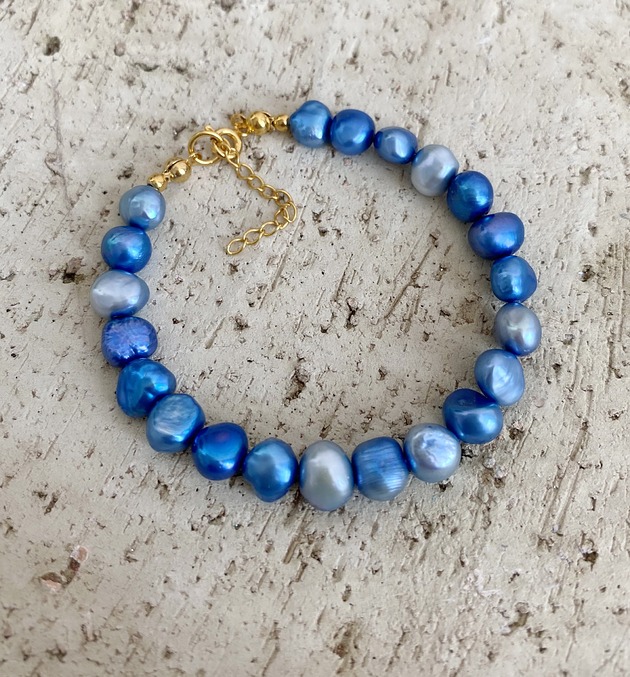 Bransoletka perły naturalne srebro 925 pozłacane