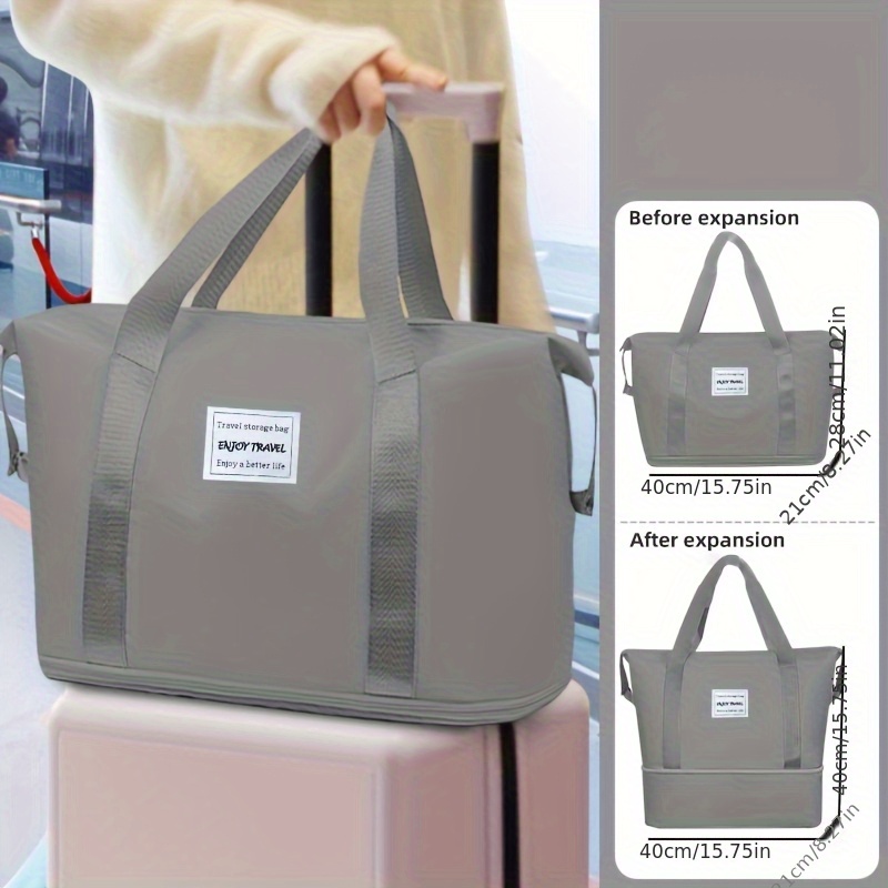 TEMU [Damska Torba Tote] 1 szt. Rozszerzalna Torba Podróżna z Tkaniny Oxford, Torba Fitness o Dużej Pojemności, Składana, Zamykana na Zamek