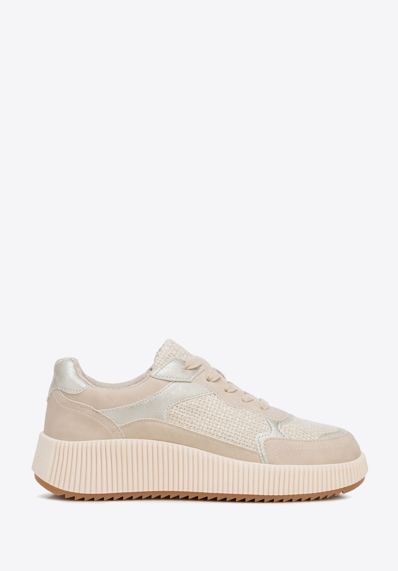 Damskie sneakersy na platformie beżowe