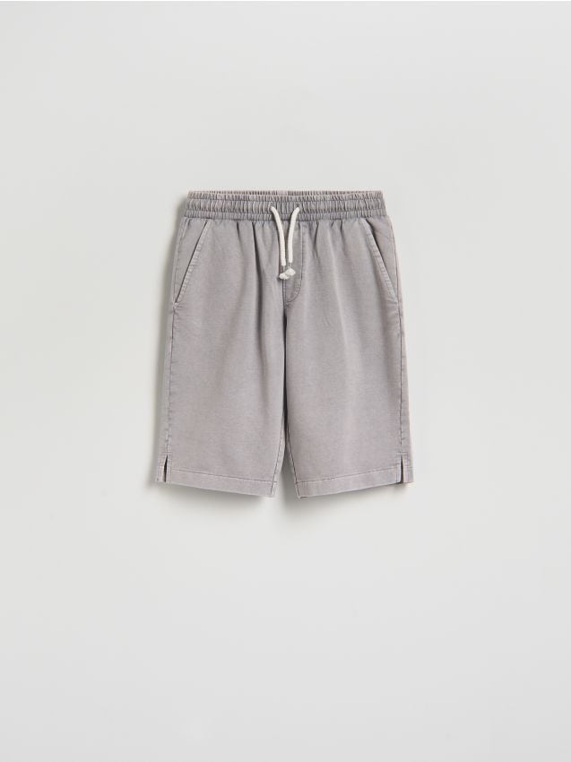 Reserved - Bawełniane szorty bermudy - jasnoszary