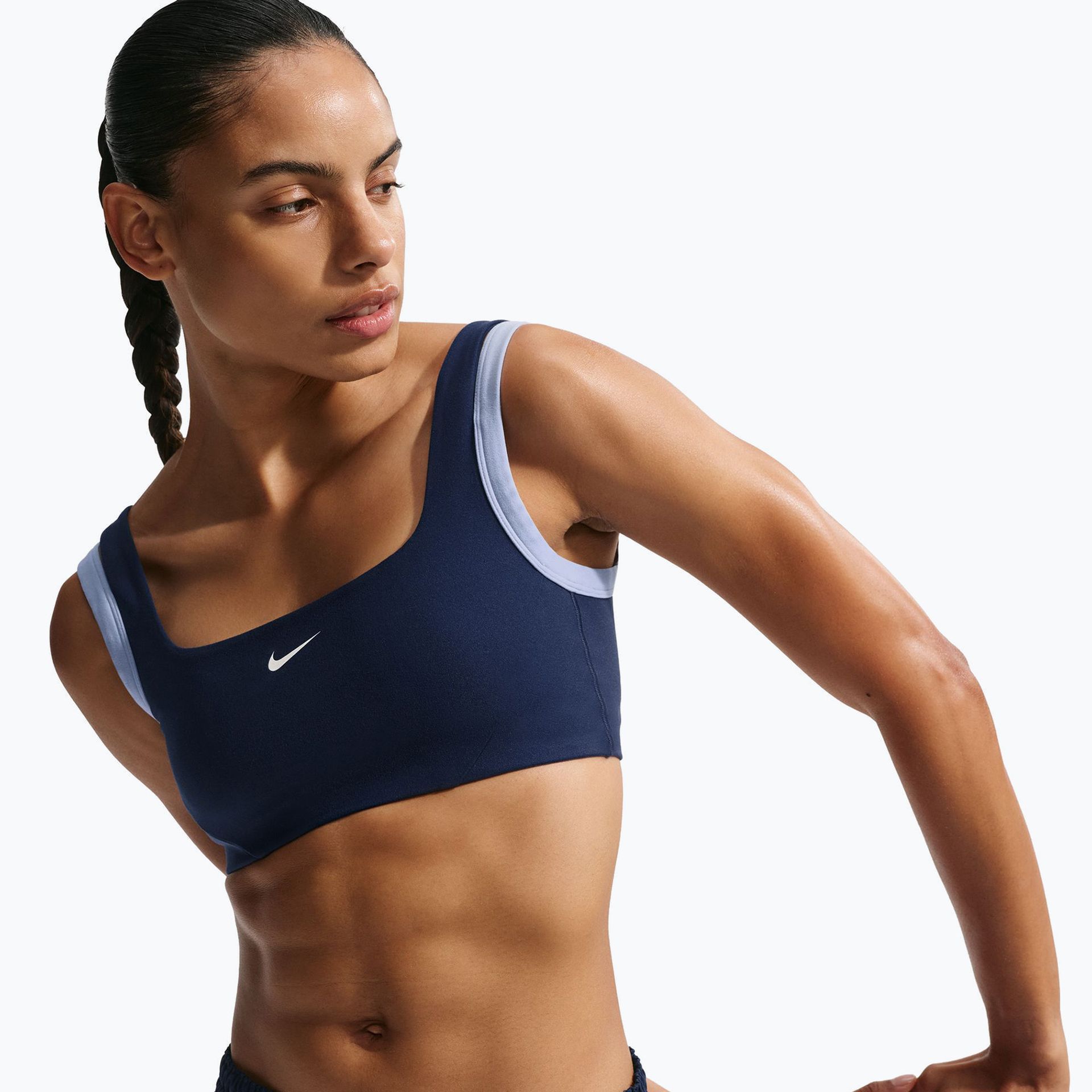 Biustonosz treningowy Nike One Light Support midnight navy/aluminium/white WYSYŁKA W 24H 30 DNI NA ZWROT