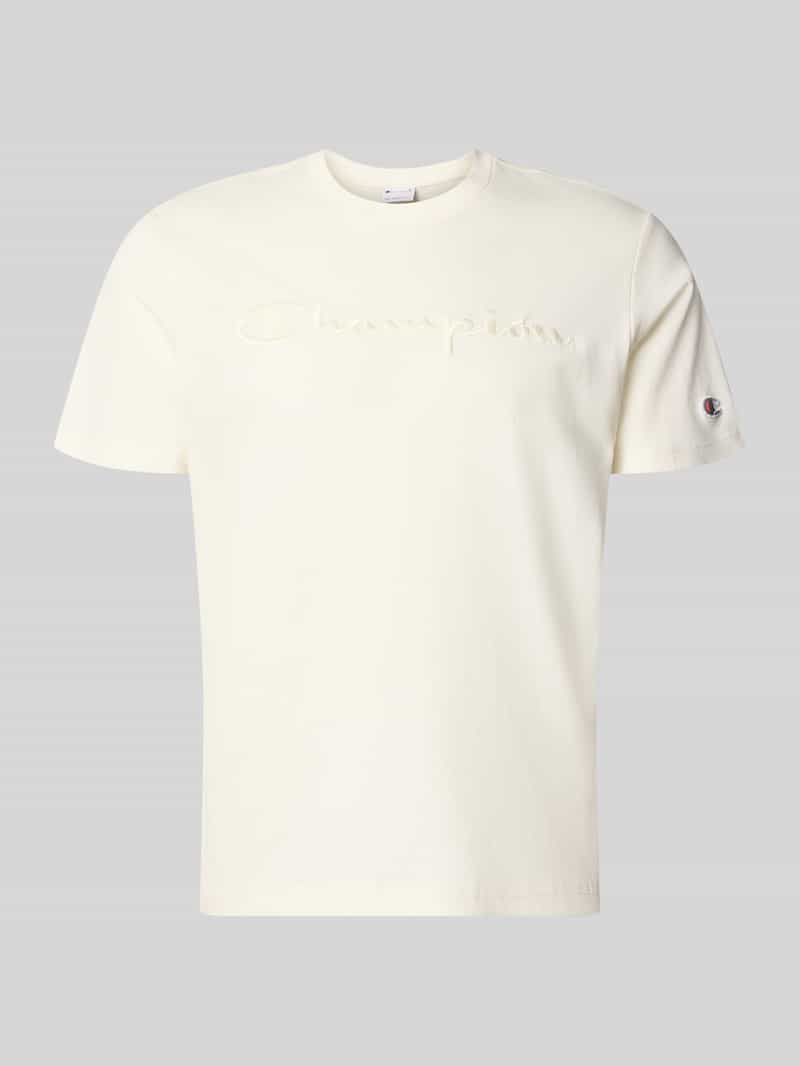 T-shirt z przeszyciem z logo z okrągłym dekoltem