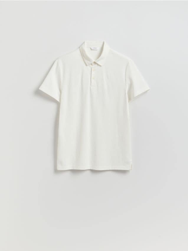 Reserved - Koszulka polo slim - złamana biel