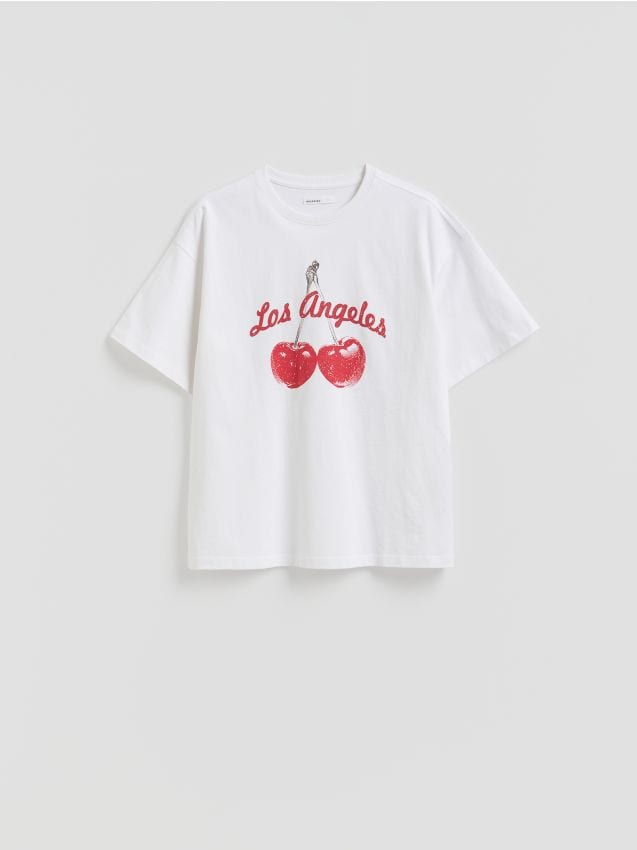 Reserved - T-shirt z nadrukiem - biały