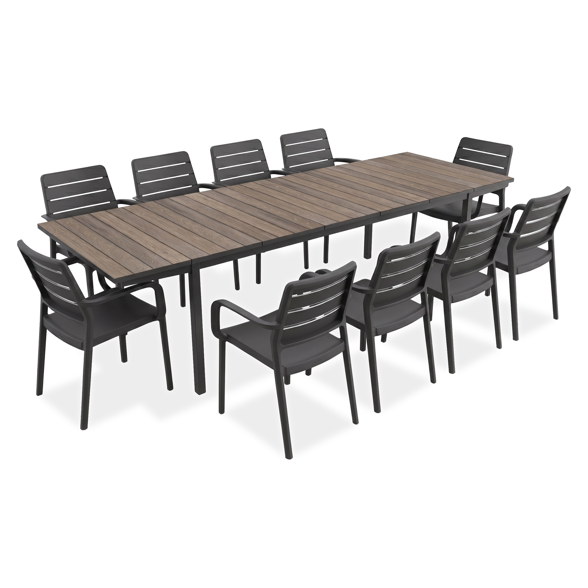 KETER Zestaw mebli do ogrodu PORTO 10+1 GRAPHITE/BL ASHWOOD