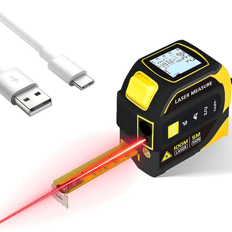 Taśma miernicza laserowa 4 w 1, laser 60 m, dwuosiowy elektroniczny kątomierz, laser krzyżowy, wyświetlacz LCD o wysokiej rozdzielczości, akumulator
