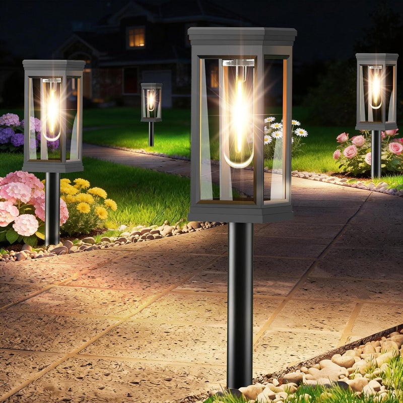 Zestaw 8 wodoodpornych lamp solarnych do użytku na zewnątrz, do oświetlenia ścieżek, ogrodów, trawników, podjazdów i chodników