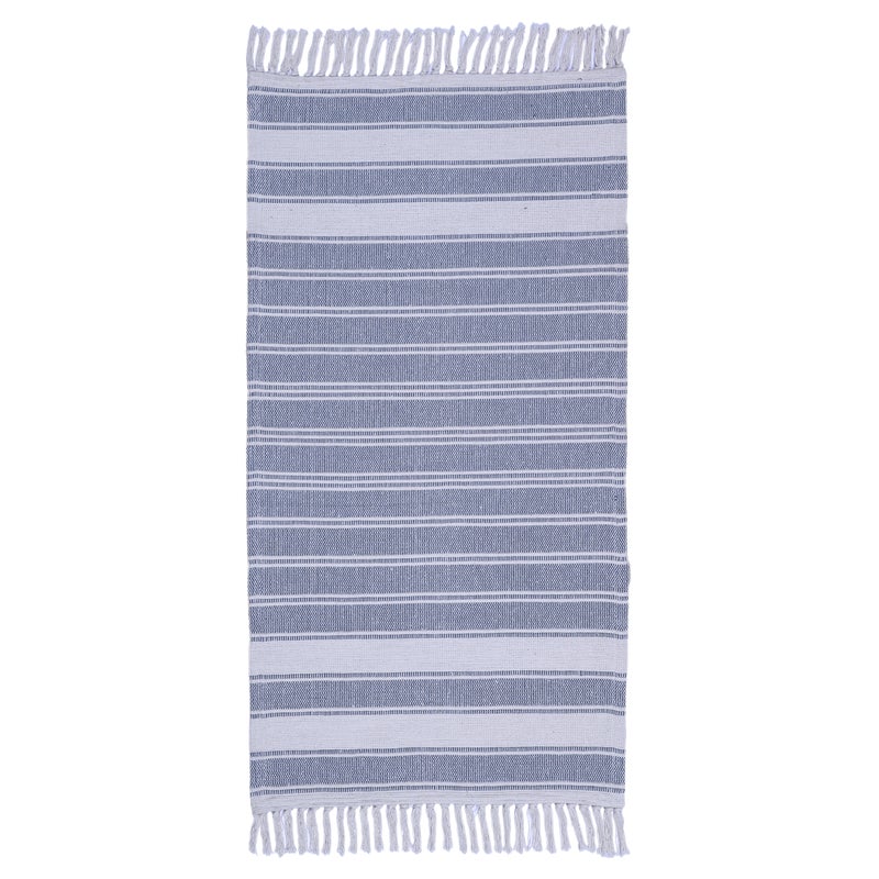 Dywanik bawełniany Stripy cool granatowy 60 x 120 cm Inspire