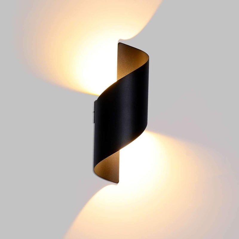 Kinkiet spiralny LED, 12 W, IP66, oświetlenie wewnętrzne i zewnętrzne, oświetlenie w górę i w dół, aluminium, ciepłe białe światło 3000 K
