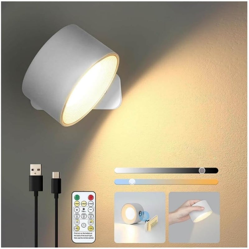 Bezprzewodowe kinkiety LED – Lampka nocna obrotowa 360° Infinity z pilotem, oświetlenie ścienne do sypialni