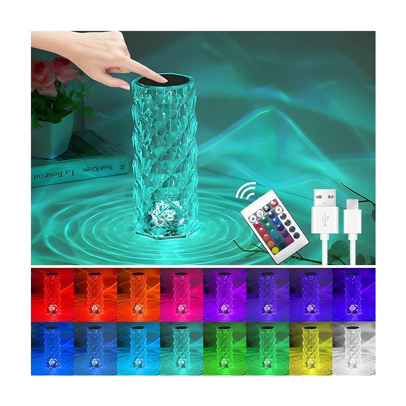Lampka Nocna, Dotykowa Lampka Nocna z 16 Kolorami i 4 Trybami, Ładowana przez USB Lampka Nocna do Sypialni, Lampka Nocna dla Dzieci z Pilotem