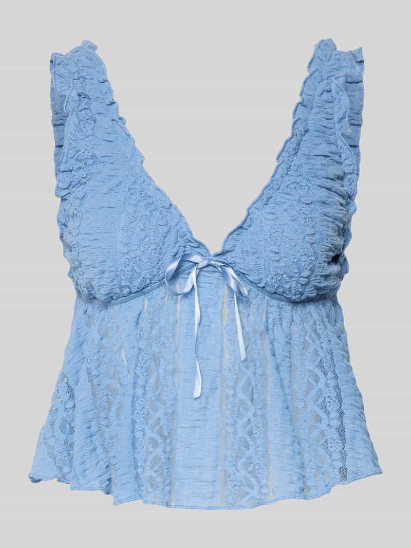 Top z koronki z wiązanym detalem