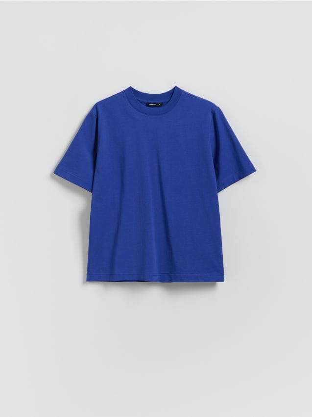 Reserved - Bawełniany t-shirt - granatowy