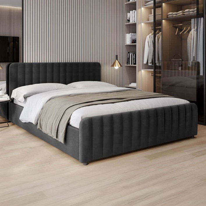 Łóżko tapicerowane z pojemnikiem SFG0160P 140x200 Welur Velluto 20 SZYBKA WYSYŁKA