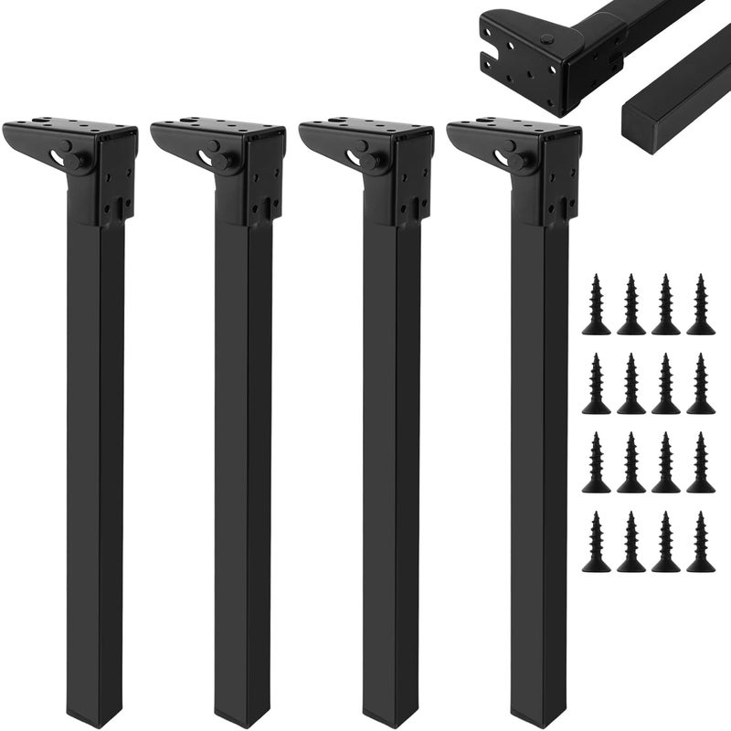 Zestaw 4 składanych nóg do stołu, 40 cm - Nogi składane do stołu - Metalowe - Do stołu, stołu jadalnego, stolika kawowego, biurka