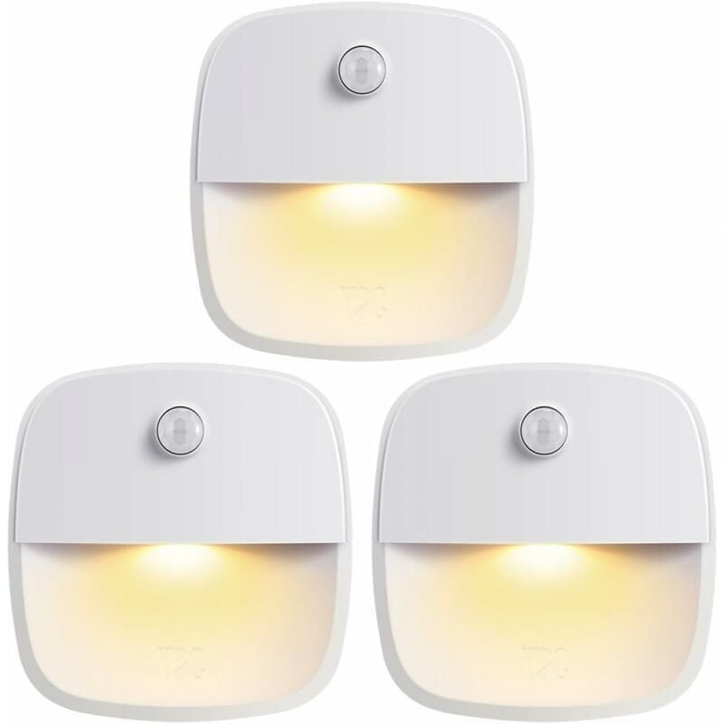 Lampa z czujnikiem ruchu (3 sztuki), bezprzewodowa lampka nocna LED zasilana bateryjnie, lampa ścienna, lampa zabezpieczająca schody, lampa na koryta
