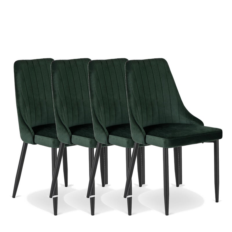 Zestaw 4x Krzesło Salon Loft BARI Zielone Welur