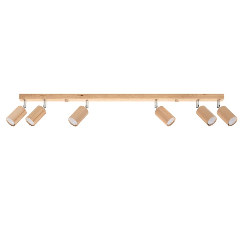 Reflektor sufitowy MONTAN jasne drewno-chromowany 6xGU10x40W drewno wym:20x5x120cm IP20 Pure Lume