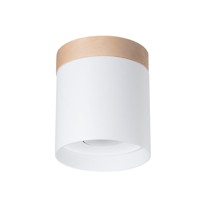 Reflektor spot BARREN biały naturalne drewno 1xGU10x10W aluminium wym:14x12x12cm IP20 Pure Lume