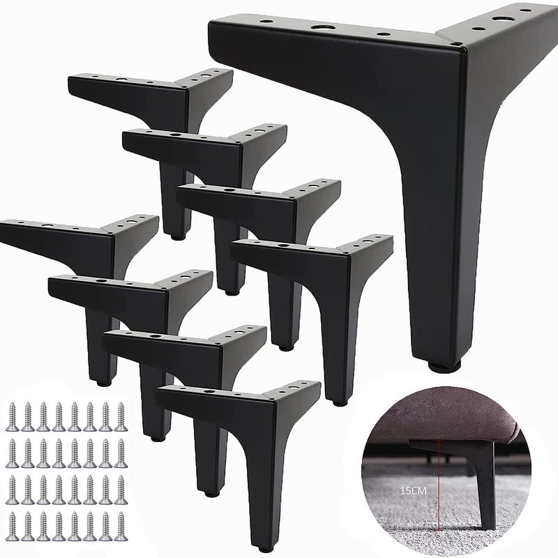 Zestaw 8 metalowych nóg do sofy o średnicy 15 cm, metalowych nóg do stolika kawowego, czarnych nóg do mebli, podpór do sofy, nóg do szafki RTV, nóg d