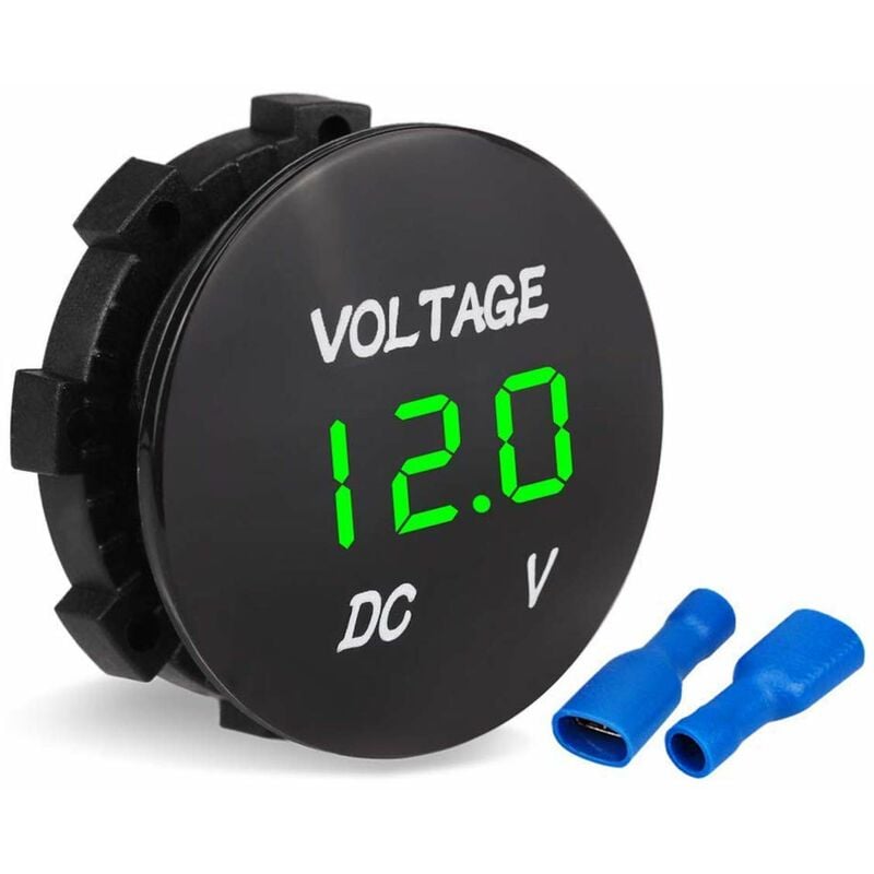 Woltomierz cyfrowy LED DC 12V-24V do samochodów osobowych, motocykli, ciężarówek i łodzi (zielone światło)