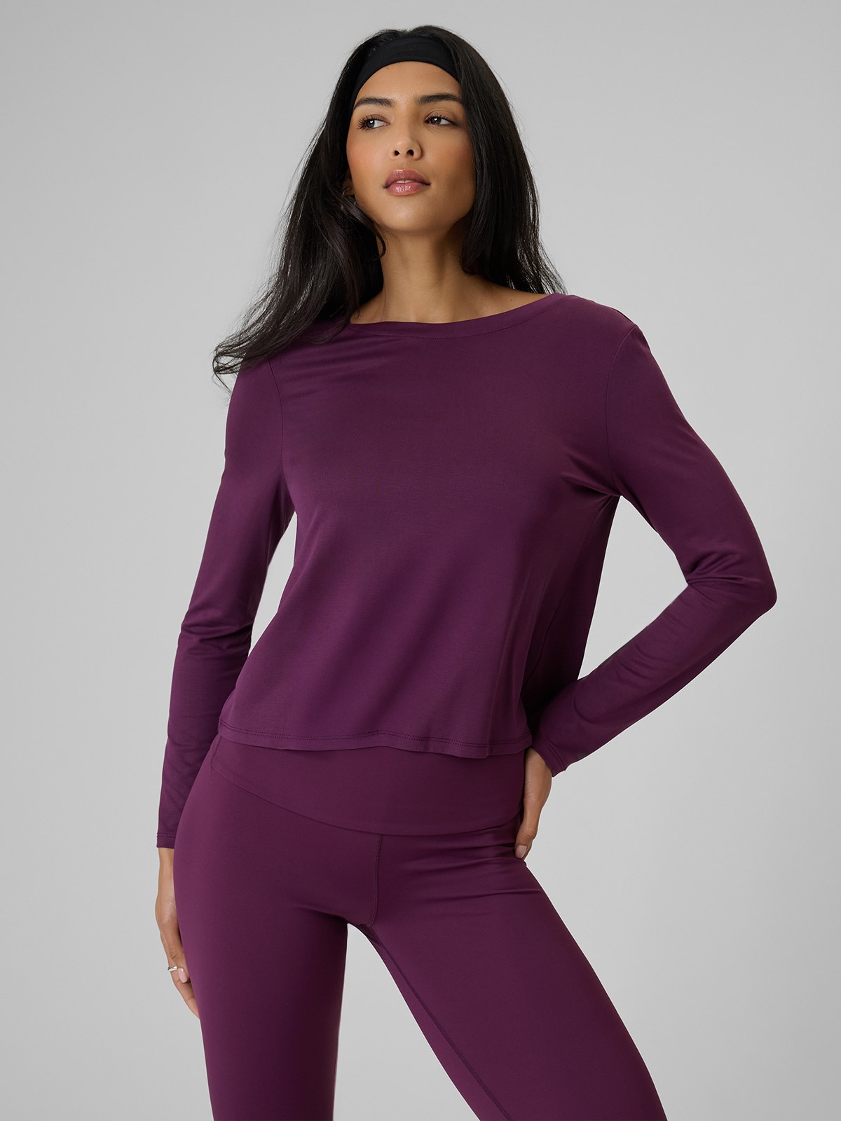 4F Longsleeve regular z modalem damski - fioletowy XS